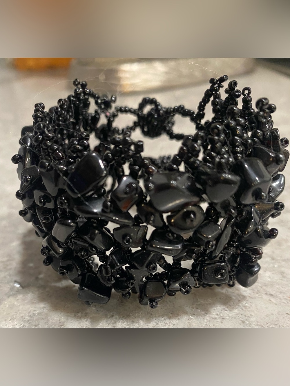 Gorgeous Black Vintage Beaded Adjustable Bracelet